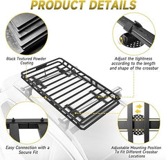 Roof Rack Cargo Basket 60"x36" 250lb Carbon Steel