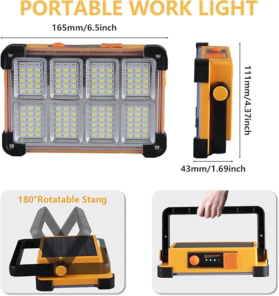 Solar Work Light 120W 144 LED 10000LM with Stand
