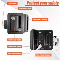 RV entry door latch with paddle deadbolt