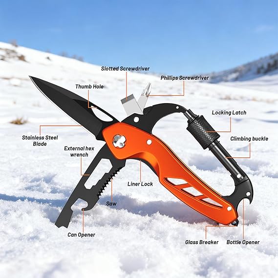 9-in-1 Carabiner Multitool Pocket Knife