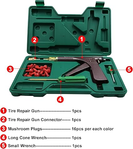 Tubeless Tire Plug Repair Kit with Mushroom Plugs