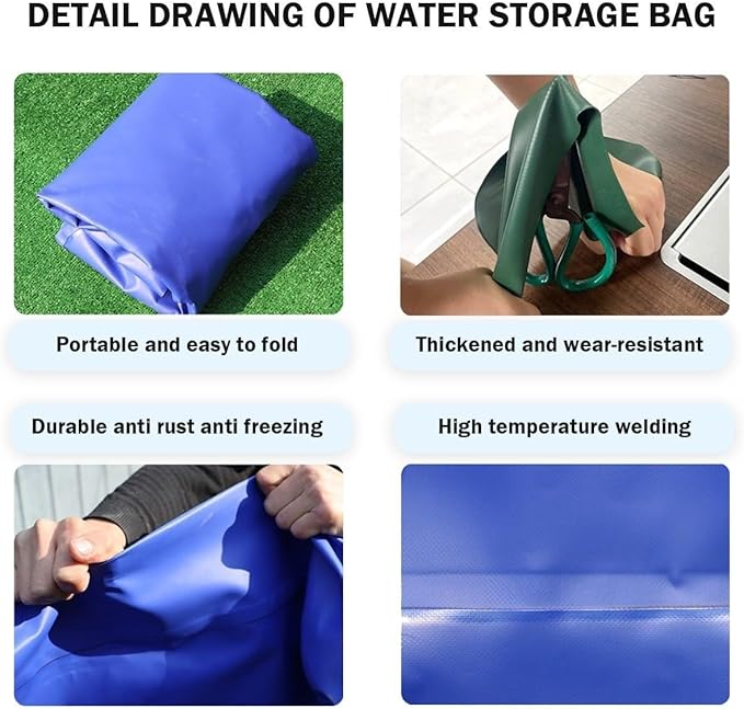 Portable Potable Water Bladder with Filtering Interface, Emergency Water Storage Tank for Outdoor Use, Large Capacity (Blue, 5 * 2 * 1m)(1 * 0.6 * 0.4m)
