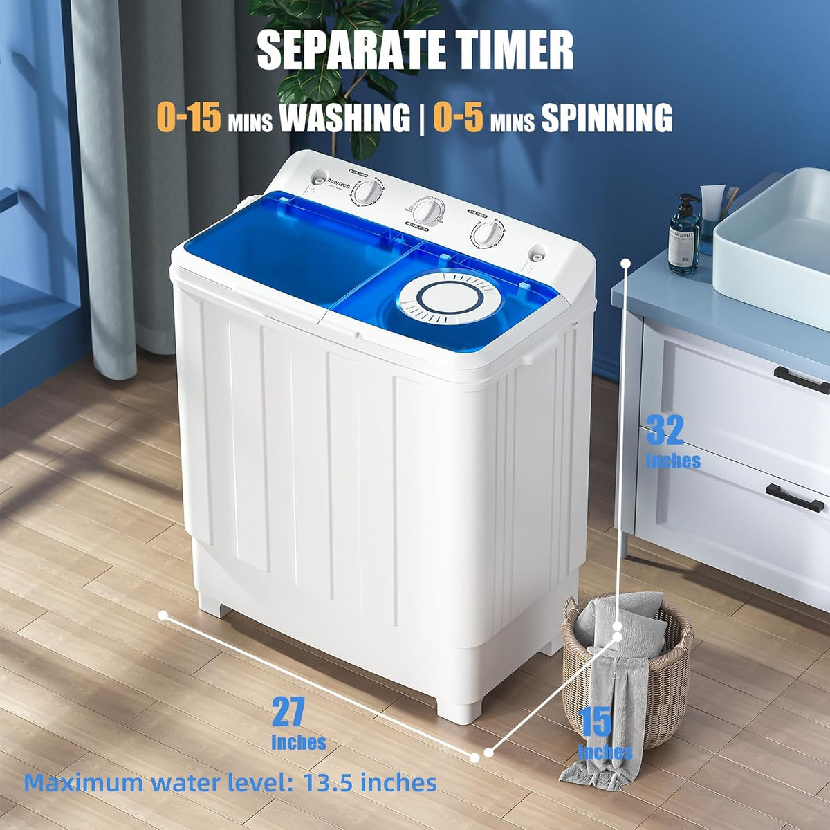 Twin tub portable washing machine 28 lb