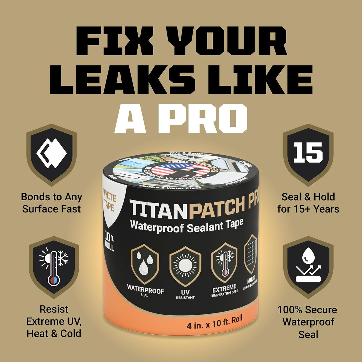 Waterproof RV roof patch sealant tape 4 in x 10 ft