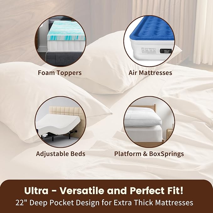 100% Linen Sheet Set Queen Extra Deep Pocket 18-24" Breathable