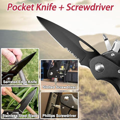 Carabiner Multitool with Serrated Folding Knife
