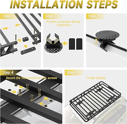 Roof Rack Cargo Basket 60"x36" 250lb Carbon Steel