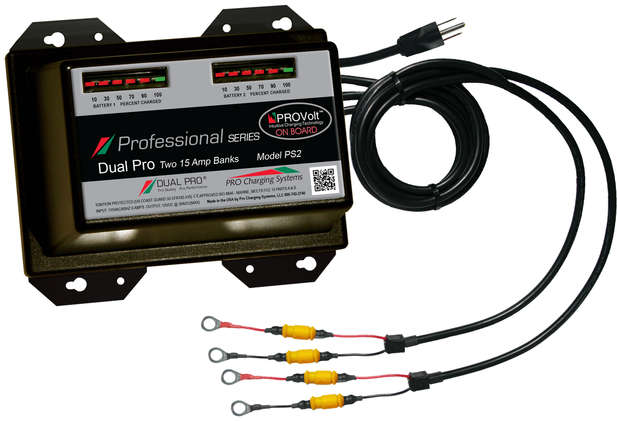 DualPRO PS2 Professional Series 2-Bank 30A (2 x 15A) 12V/24V Marine Battery Charger