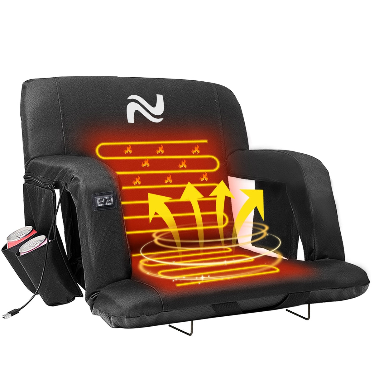 Heated stadium seat