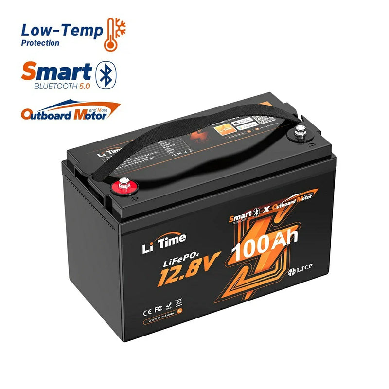 LiTime 12V 100Ah OBM Bluetooth Lithium Battery for Electric Outboards