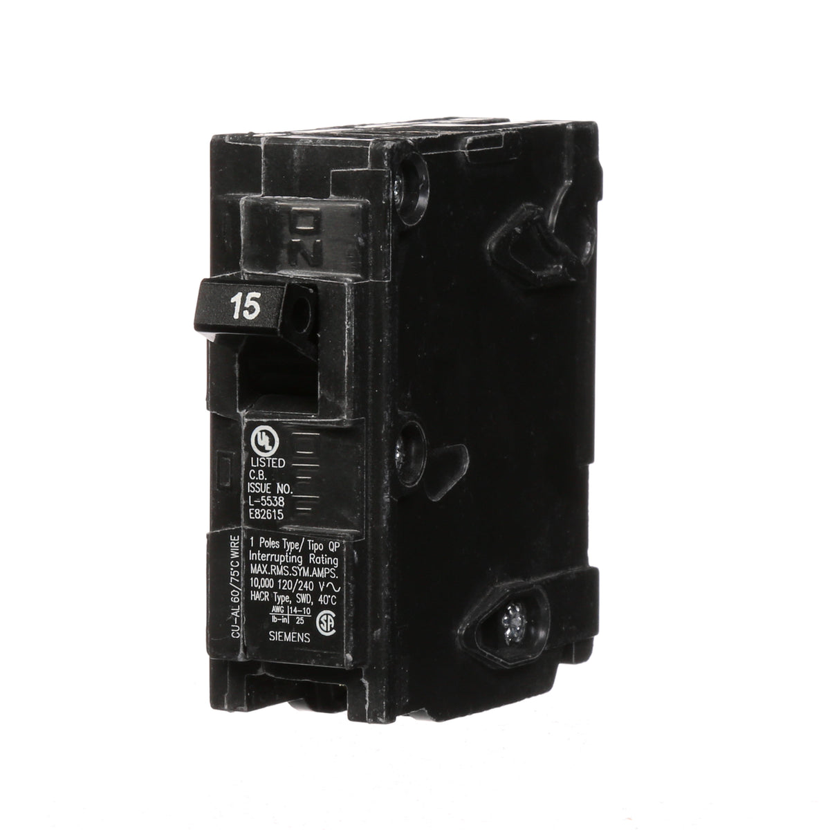 Siemens Q115 15 amp single pole Type QP circuit breaker