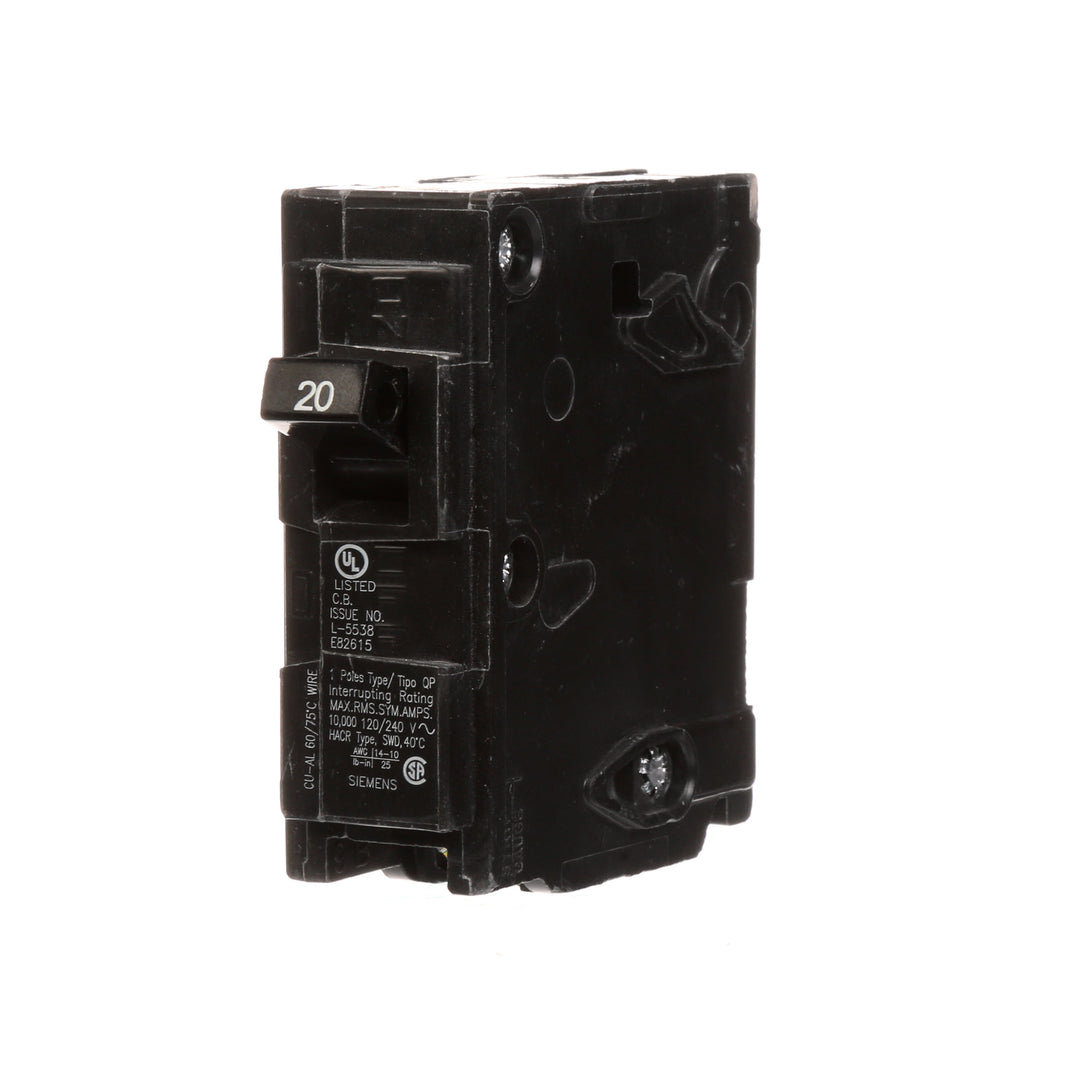Siemens Q120 20 amp single pole Type QP circuit breaker