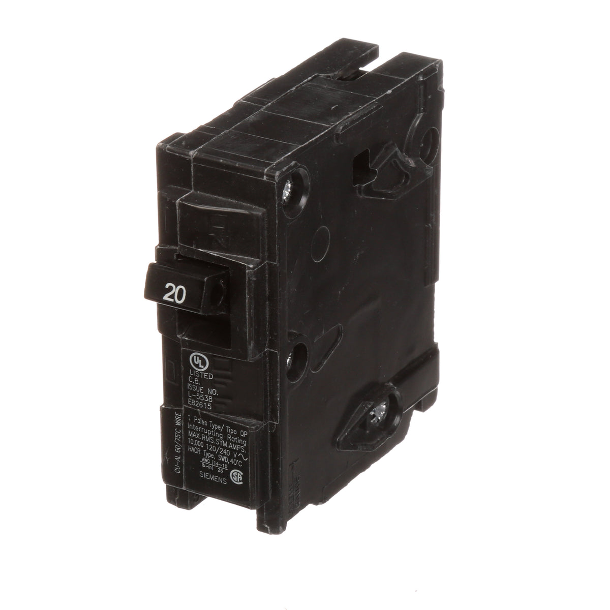 Siemens Q120 20 amp single pole Type QP circuit breaker