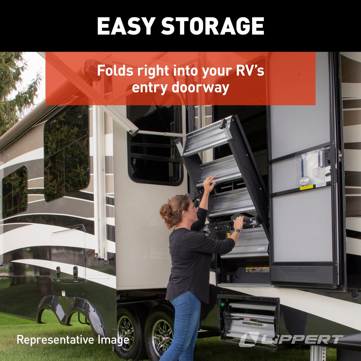 Lippert Solid Step 3.0 Premium Folding RV Entry Steps, 26" Triple - view 5