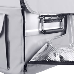 ICECO insulated protective cover on an APL20 portable fridge, gray