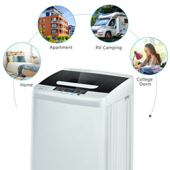 Compact top-load portable washing machine in use