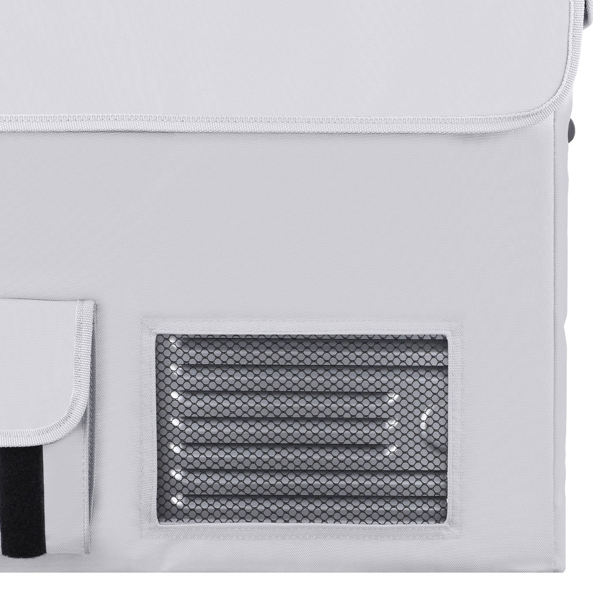ICECO insulated protective cover on an APL35 portable fridge, gray