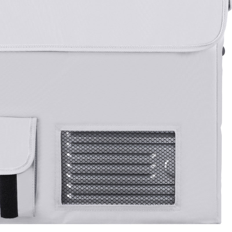 ICECO insulated protective cover on an APL35 portable fridge, gray