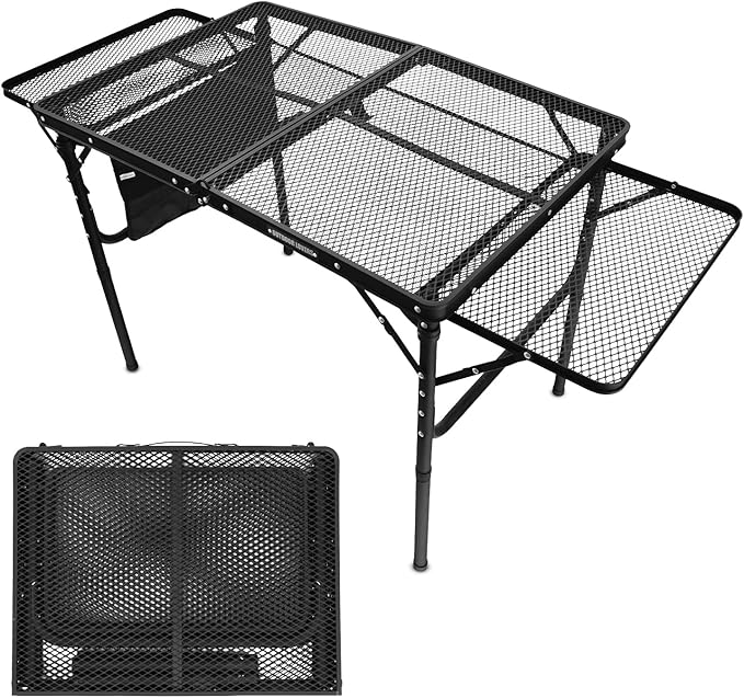 Folding Grill Table with Extension Boards 88 Lbs