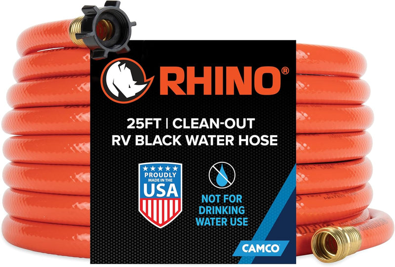 Camco Rhino Grey/Black Water Hose 25 ft, 5/8-Inch ID