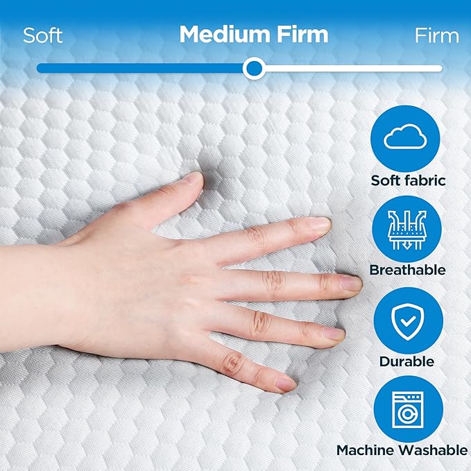 Tri-fold memory foam mattress topper Queen size - view 2