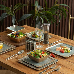 Square Melamine Dinnerware Set 12-Piece for 4 BPA Free