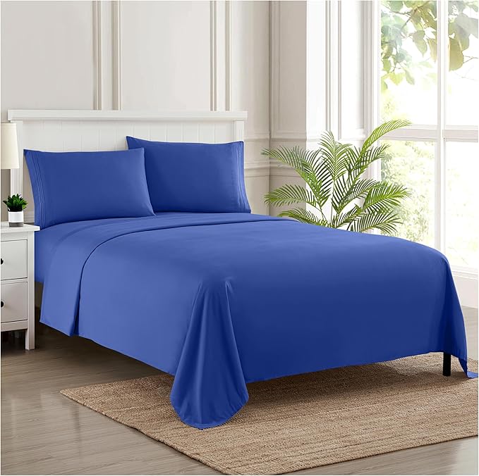 RV Short Queen Luxury Sheet Set 4-Piece Royal Blue