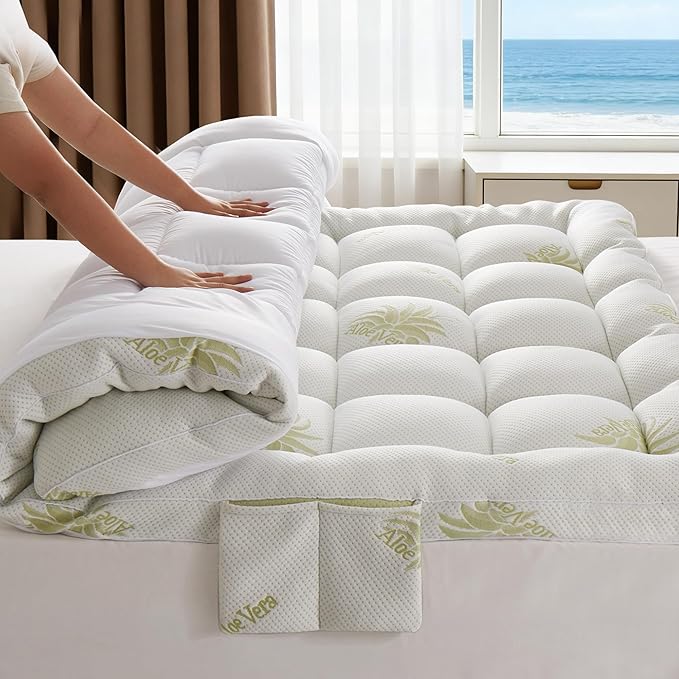 RV King Mattress Topper 1300GMS Aloe Vera Bamboo Pillow Top