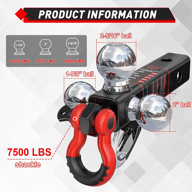 5-in-1 tri-ball hitch mount