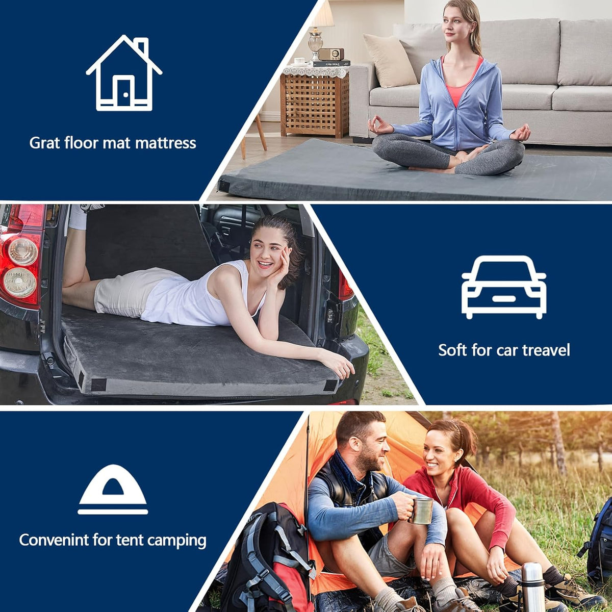 Memory foam camping mattress pad