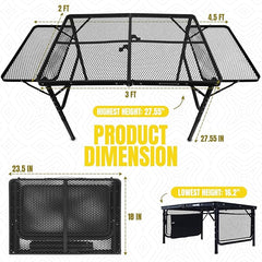 Folding Grill Table with Extension Boards 88 Lbs