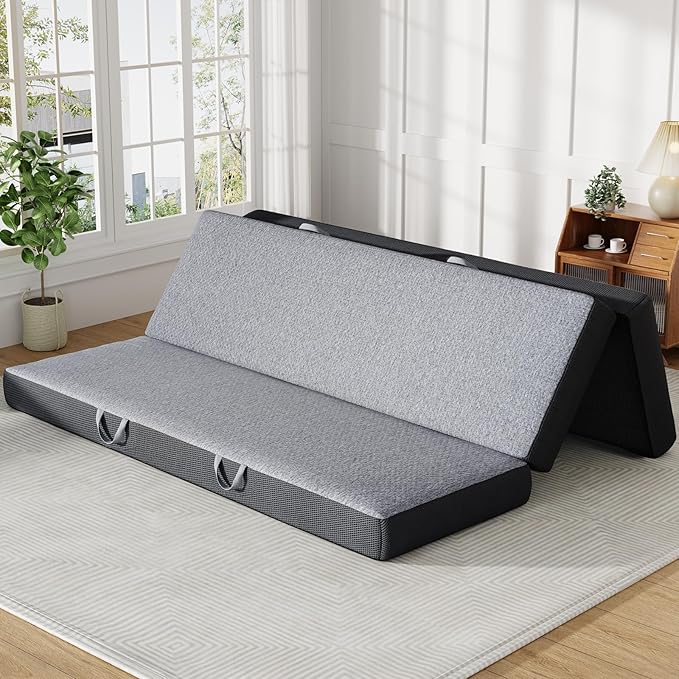 Tri-fold memory foam mattress King size folded - view 2