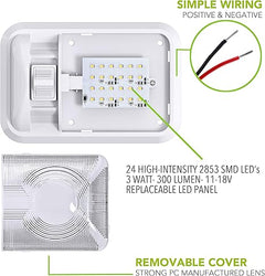 12V RV LED Ceiling Dome Light 300LM with Switch