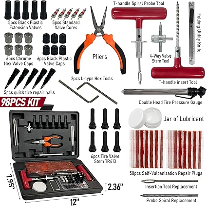 Tire Repair Kit 98pc with Plugs Universal