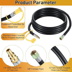 RV Propane Quick Connect Hose Kit 12ft with Y-Splitter 2-Pack