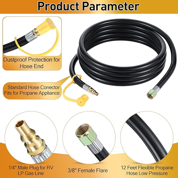 RV Propane Quick Connect Hose Kit 12ft with Y-Splitter 2-Pack