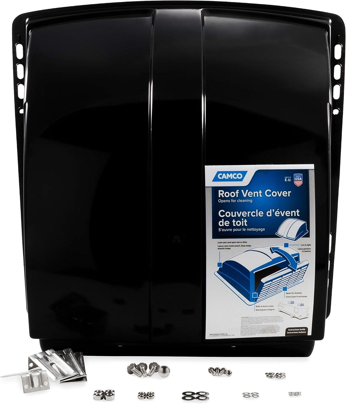 Camco Roof Vent Cover, Black, 14" x 14" Vents - view 4