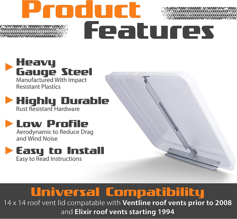 Universal 14 in RV roof vent lid