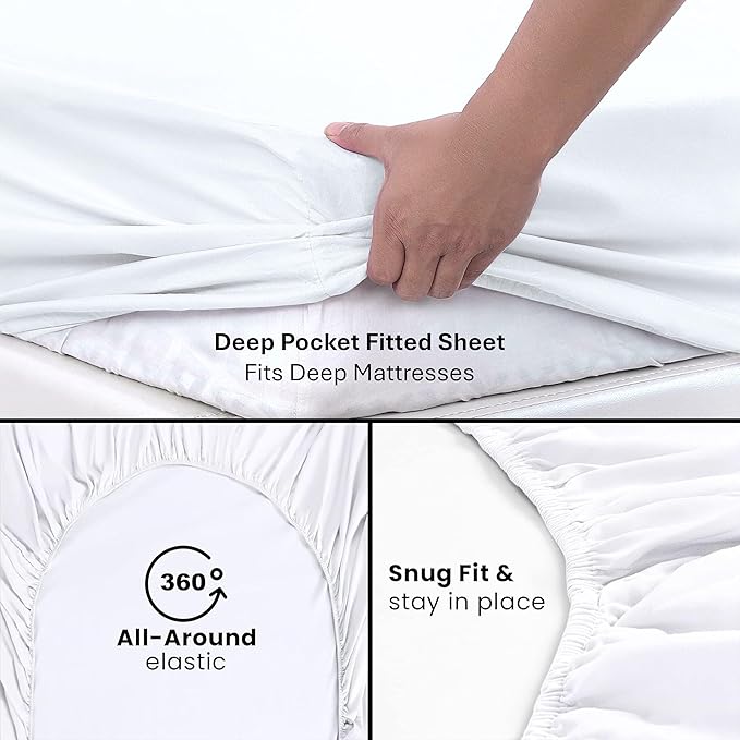 RV Camper King Sheet Set 500TC Egyptian Cotton 70x80 White