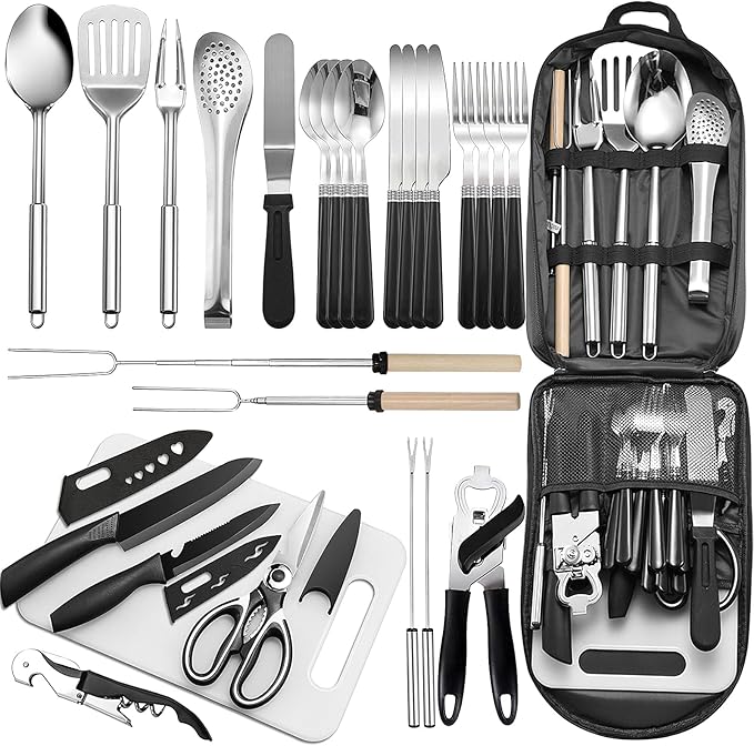 27-piece stainless steel camping utensil set - view 2