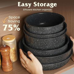 17-Piece Nonstick Pots & Pans Set Detachable Handle RV