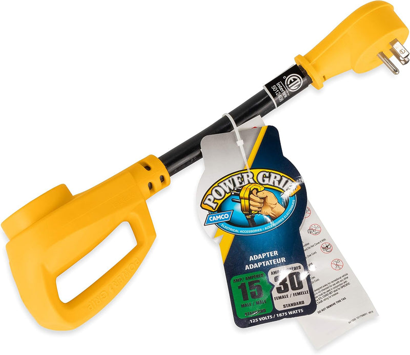 Camco Power Grip Dogbone Adapter, 15A Male to 30A Female, 12" - view 5