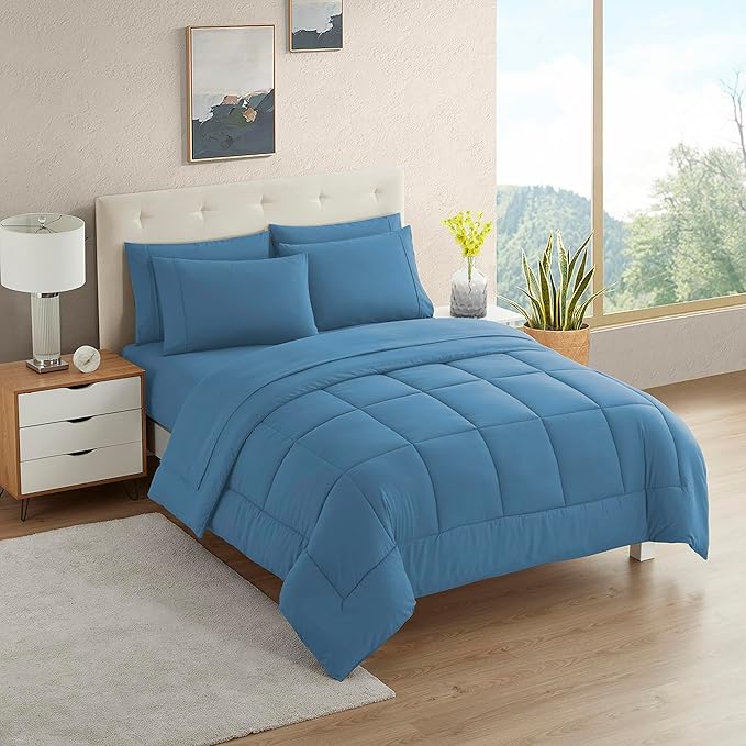 RV Short Queen Comforter Set 6-Piece Denim