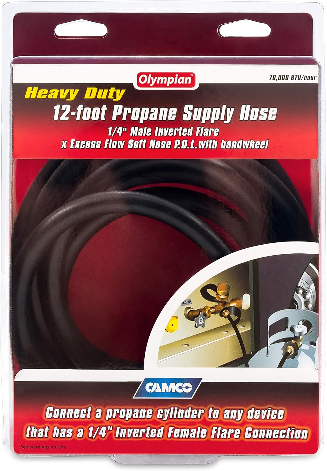 Camco Olympian 12' Propane Supply Hose, POL x 1/4" Flare - view 5