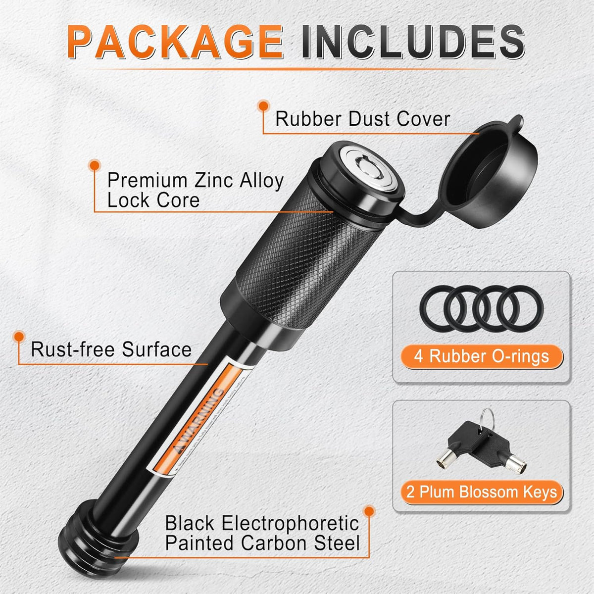 Locking trailer hitch receiver pin 5/8 in