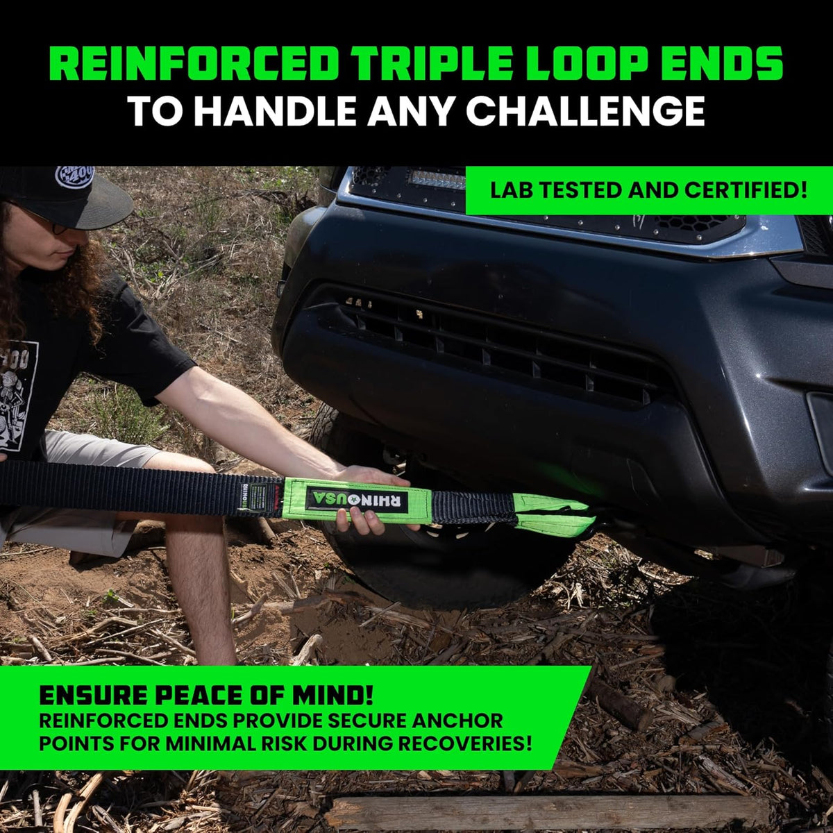 Rhino USA recovery tow strap 3 in x 20 ft