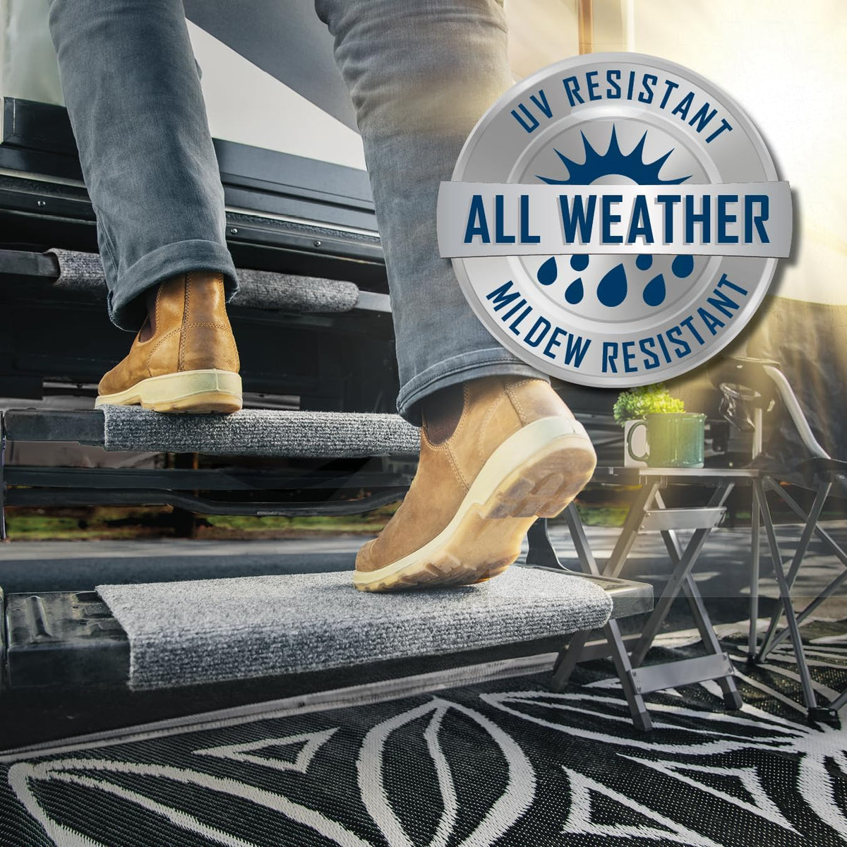 Camco RV Wrap Around Step Rug, Gray - view 6