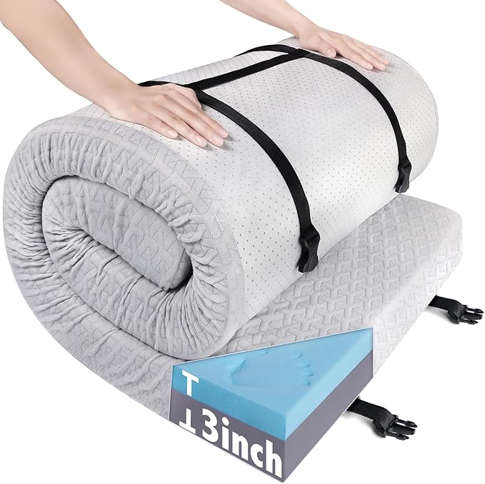 Memory foam camping mattress pad rolled - view 2