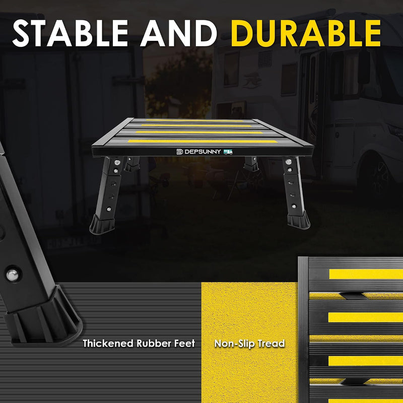 Adjustable RV step stool