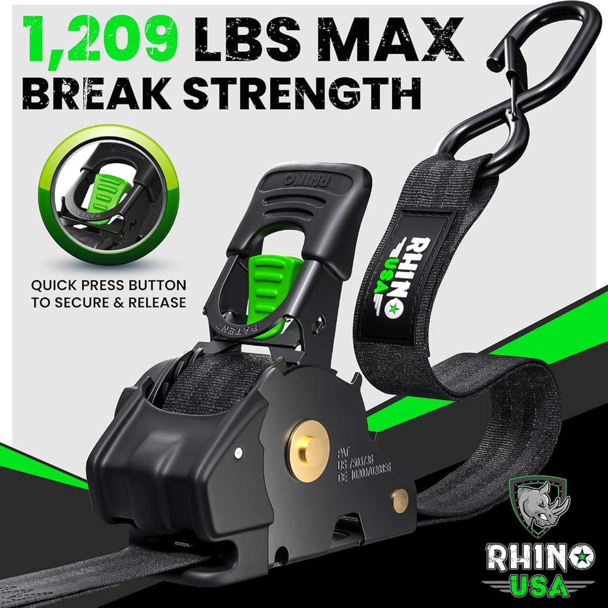 Rhino USA retractable ratchet straps 1 inch